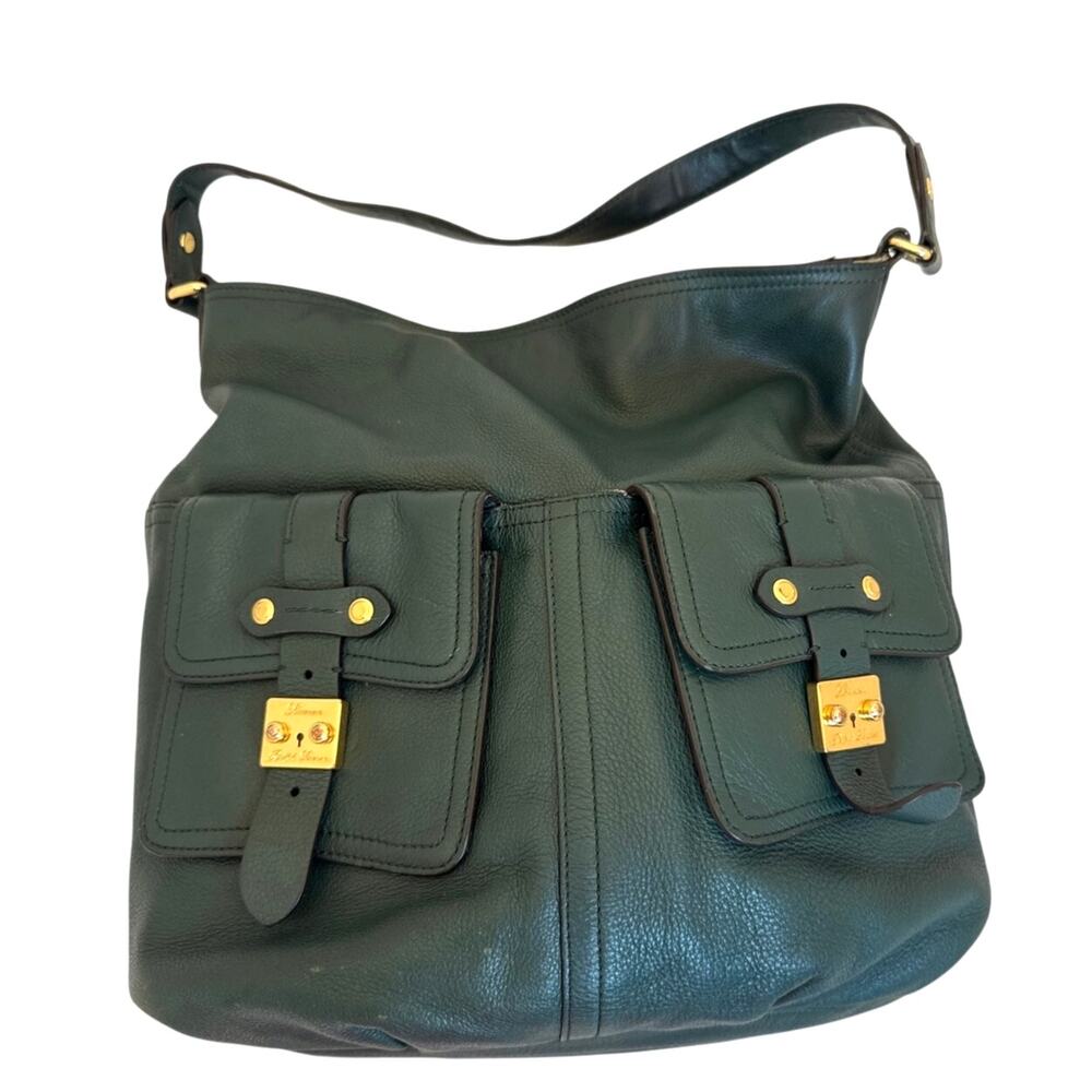 Lauren Ralph Lauren Green Pebbled Leather Cargo Pocket Hobo Shoulder Bag - Picture 4 of 8